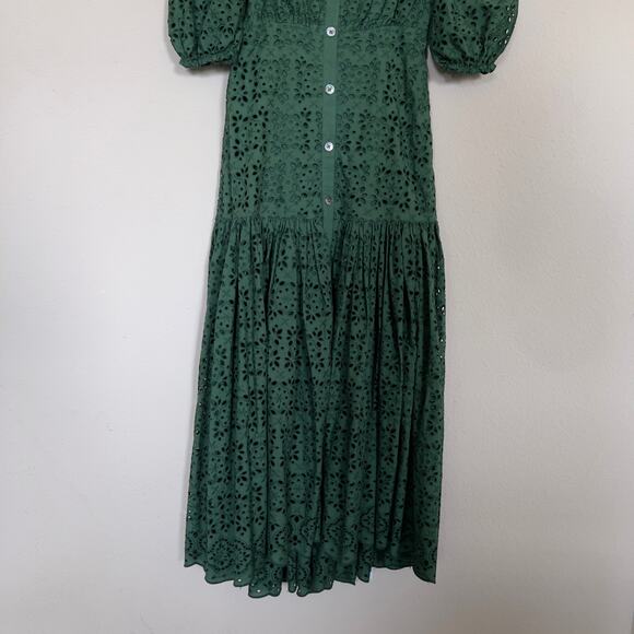 Veronica Beard Green Eyelet Cali Maxi Dress - Size 0 - Picture 7 of 9